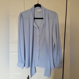 Calvin Klein Tie Neck Blouse Ice Blue
